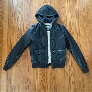 levi’s lined faux leather jacket with hood